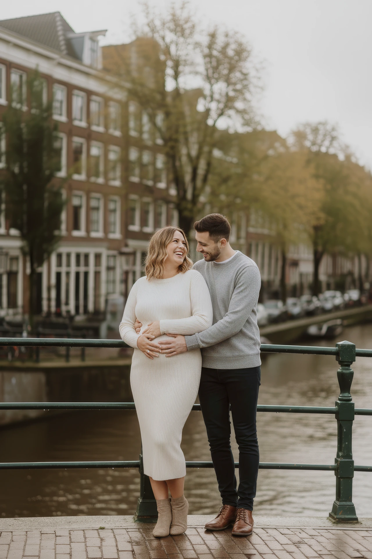 A photoshoot on a bridge by the canals in Amsterdam